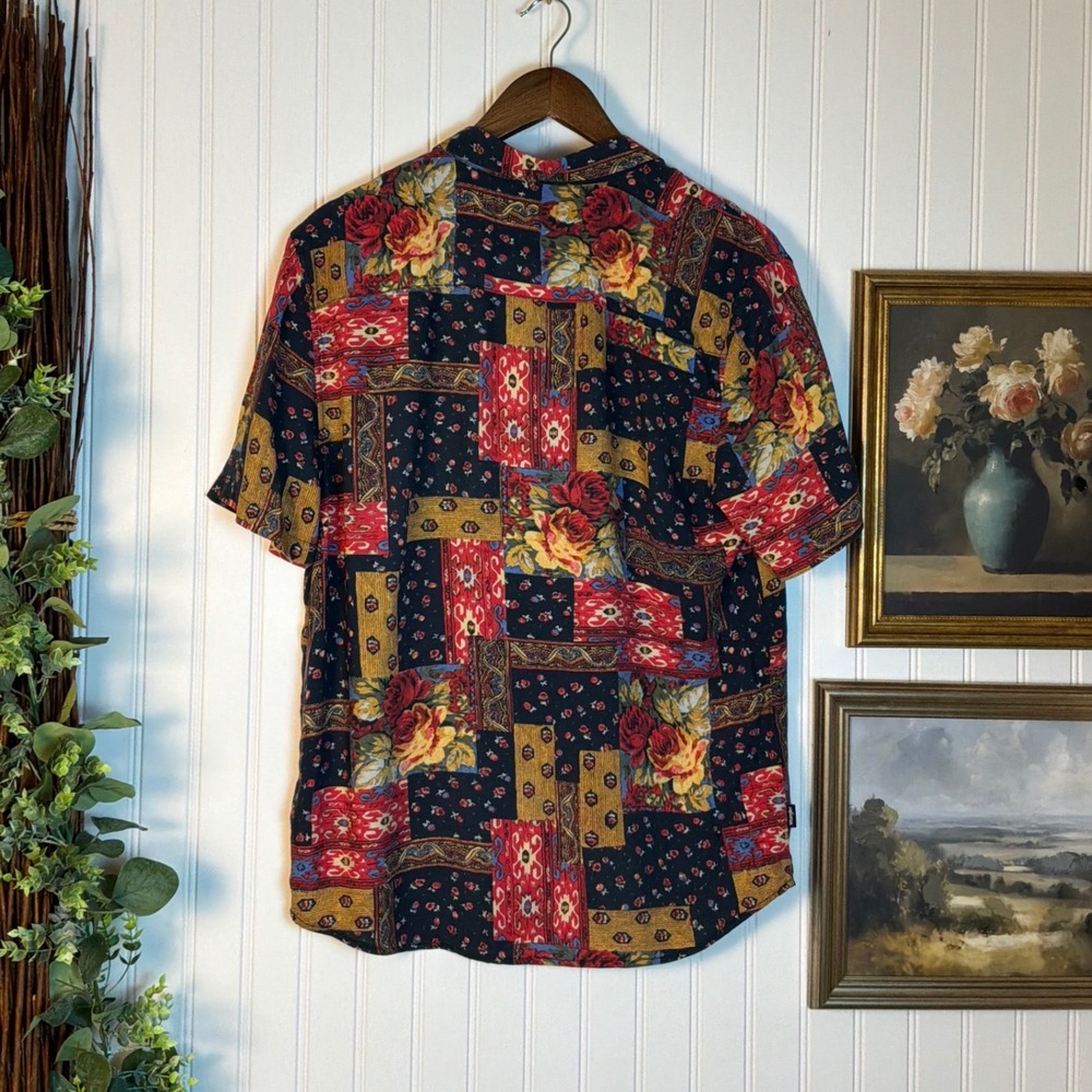 Wrangler Button Up Shirt Womens Small Multicolor Excellent Floral Patchwork - Picture 2 of 7